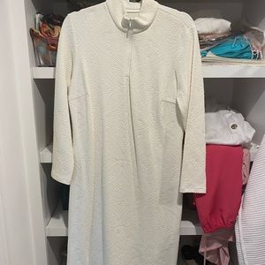 J. McLaughlin ivory textured quarter zip dress